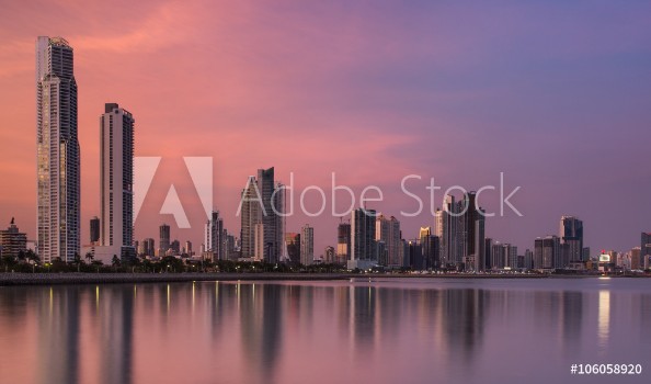 Picture of Panama City city center skyline and Bay of Panama Panama Central America
